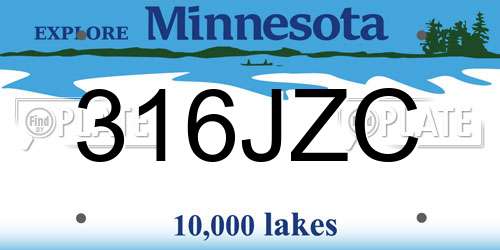 316JZC Minnesota License Plate