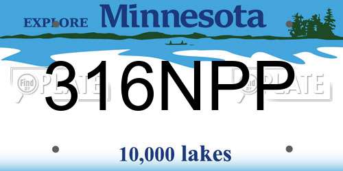 316NPP Minnesota License Plate