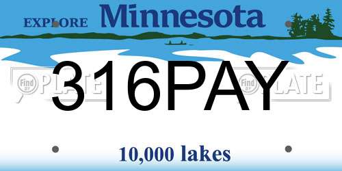 316PAY Minnesota License Plate