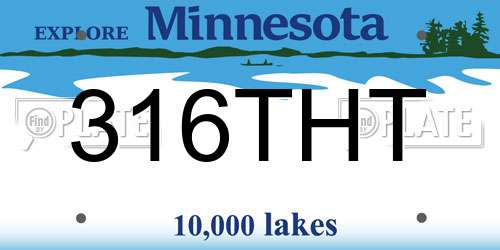 316THT Minnesota License Plate