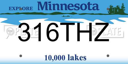 316THZ Minnesota License Plate