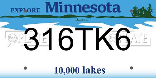 316TK6 Minnesota License Plate