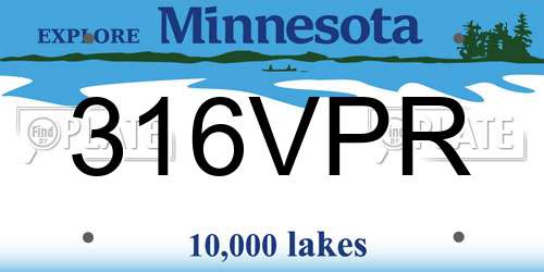 316VPR Minnesota License Plate