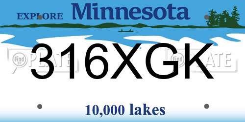 316XGK Minnesota License Plate