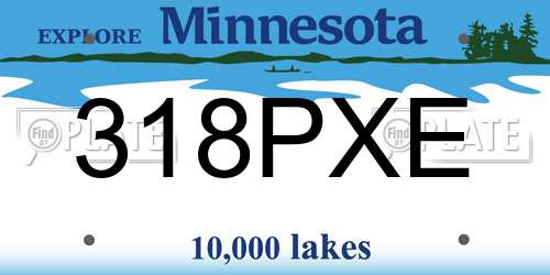 318PXE Minnesota License Plate