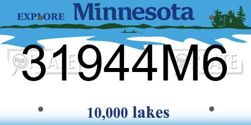 31944M6 Minnesota License Plate