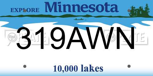 319AWN Minnesota License Plate