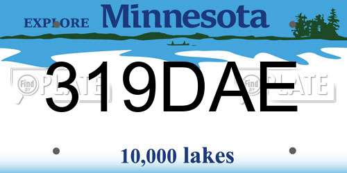 319DAE Minnesota License Plate