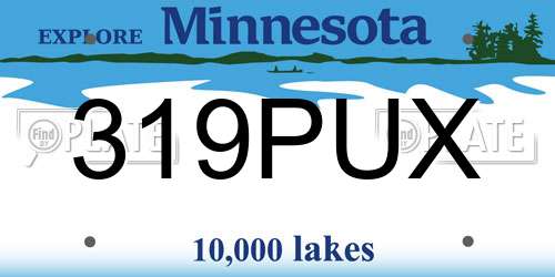 319PUX Minnesota License Plate