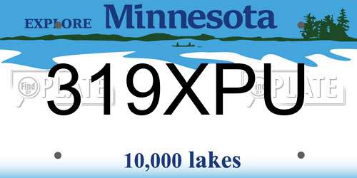319XPU Minnesota License Plate