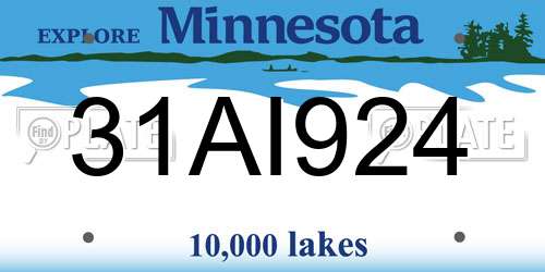 31AI924 Minnesota License Plate