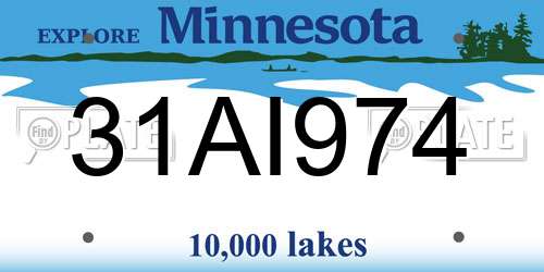 31AI974 Minnesota License Plate