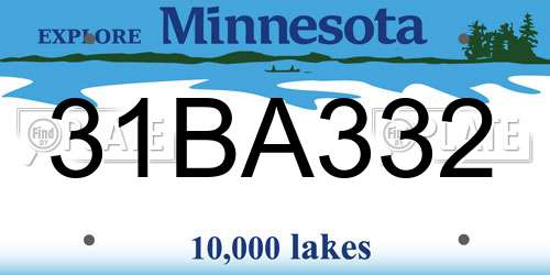 31BA332 Minnesota License Plate