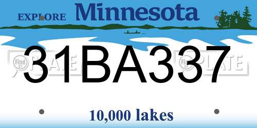 31BA337 Minnesota License Plate