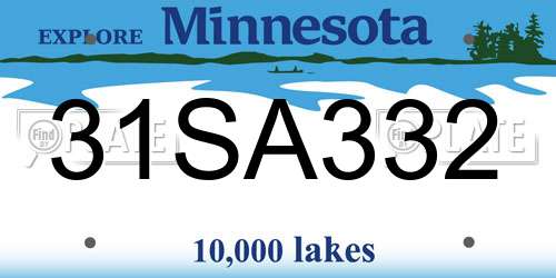 31SA332 Minnesota License Plate
