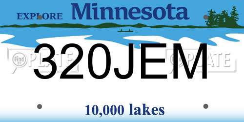 320JEM Minnesota License Plate