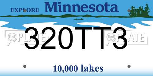 320TT3 Minnesota License Plate