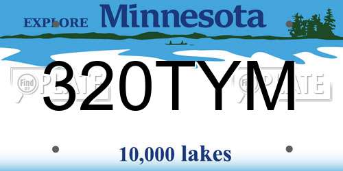 320TYM Minnesota License Plate