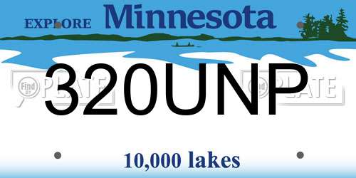 320UNP Minnesota License Plate