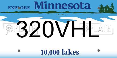 320VHL Minnesota License Plate