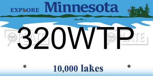 320WTP Minnesota License Plate