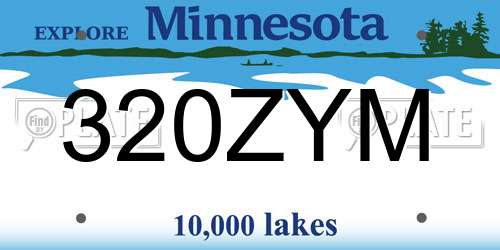 320ZYM Minnesota License Plate