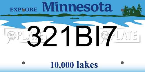 321BI7 Minnesota License Plate