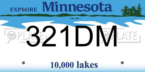 321DM Minnesota License Plate