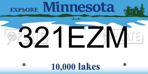 321EZM Minnesota License Plate