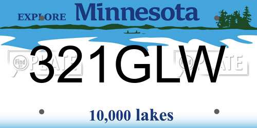 321GLW Minnesota License Plate