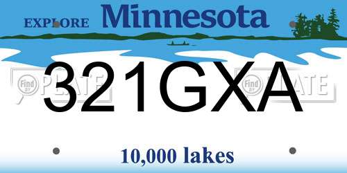 321GXA Minnesota License Plate