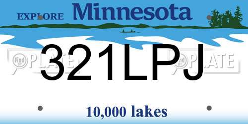 321LPJ Minnesota License Plate