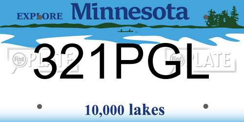 321PGL Minnesota License Plate