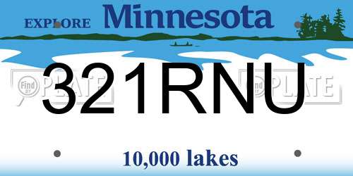 321RNU Minnesota License Plate