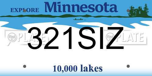 321SIZ Minnesota License Plate