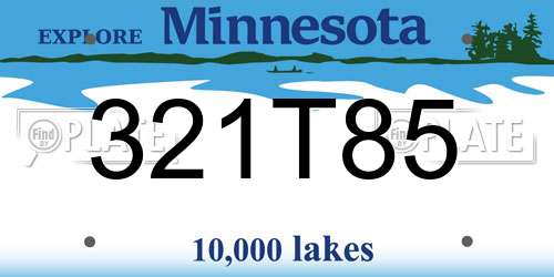 321T85 Minnesota License Plate