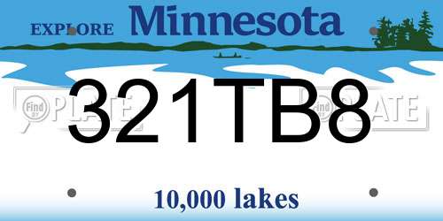 321TB8 Minnesota License Plate