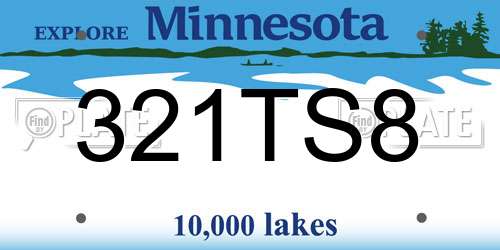 321TS8 Minnesota License Plate