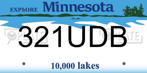 321UDB Minnesota License Plate