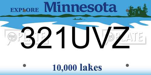 321UVZ Minnesota License Plate