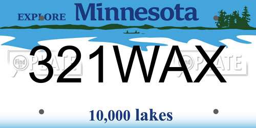 321WAX Minnesota License Plate