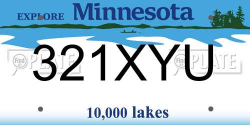 321XYU Minnesota License Plate