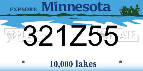321Z55 Minnesota License Plate