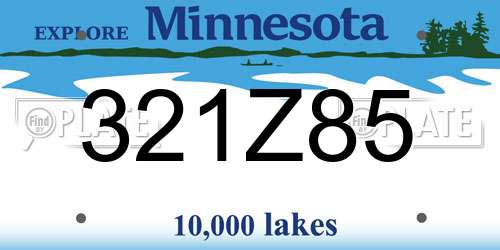 321Z85 Minnesota License Plate