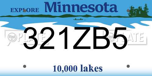 321ZB5 Minnesota License Plate