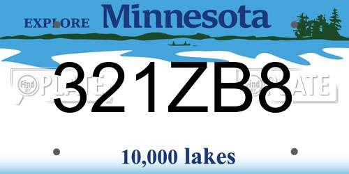 321ZB8 Minnesota License Plate