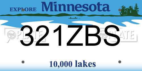 321ZBS Minnesota License Plate