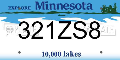 321ZS8 Minnesota License Plate