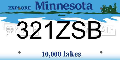 321ZSB Minnesota License Plate