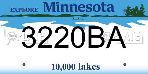 3220BA Minnesota License Plate